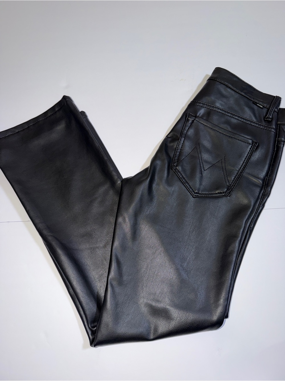 Mother The Insider Ankle Black Leather Pants Size 27 - Picture 4 of 9